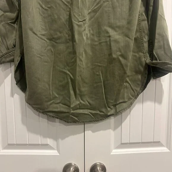 Anthropologie Olive Green Denim Button Down Shirt/Jacket Women’s Size 0 - Picture 10 of 13
